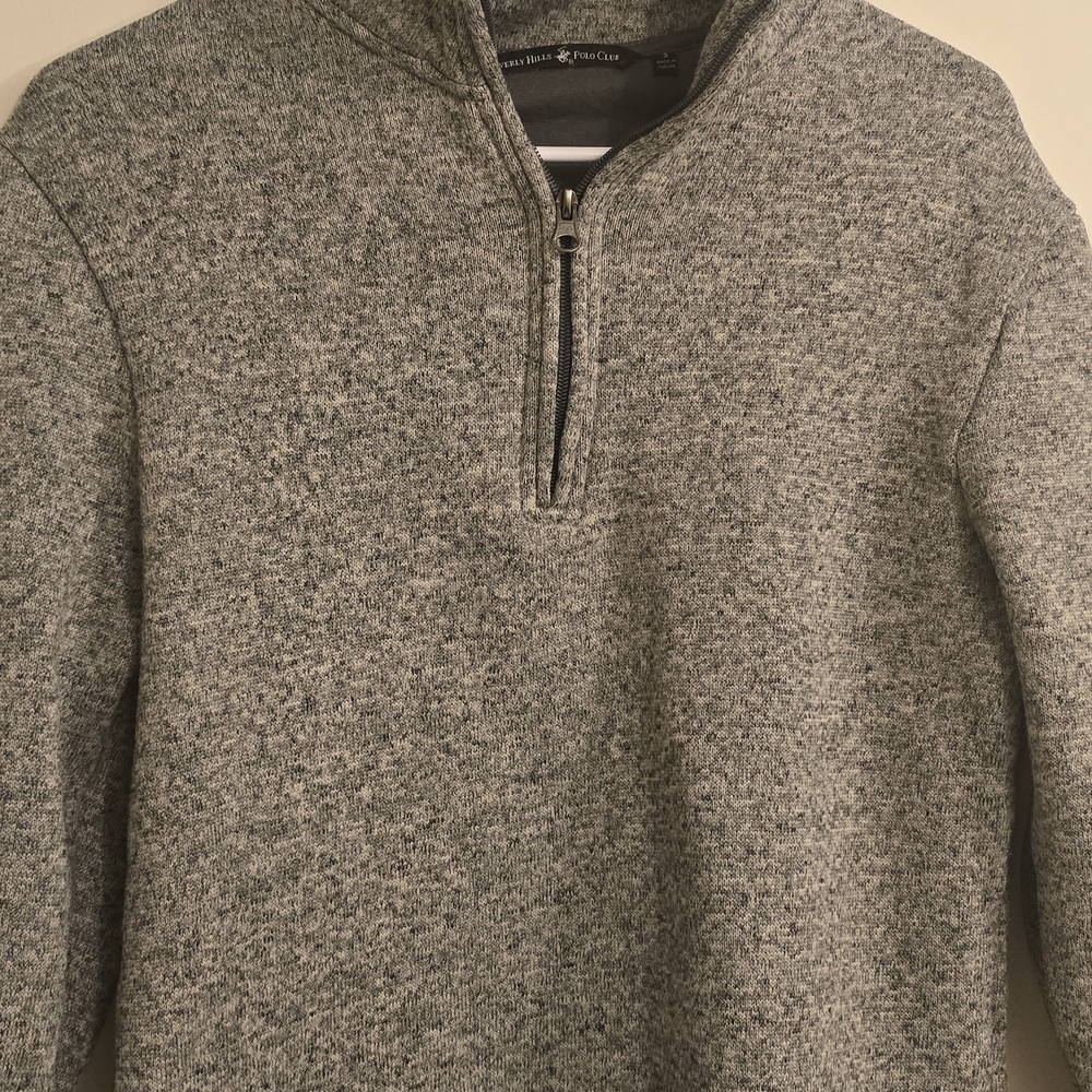 Beverly Hills Polo Club Men's Heather Gray Zip-Up Sweater